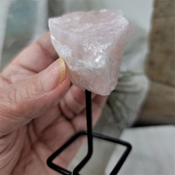 Genuine Rose Quartz Specimen on Metal Base - Picture 7 of 7